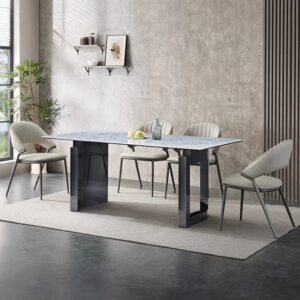 Lanmeng Island Luxury Rectangular Dining Table - Rectangular Steel