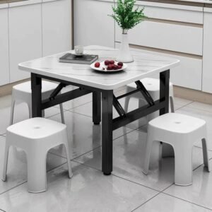 Lanmeng Island Space Saving Folding Square Dining Table for Apartments and Dormitories