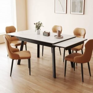 Lanmeng Island Italian Minimalist Extendable Sintered Stone Dining Table