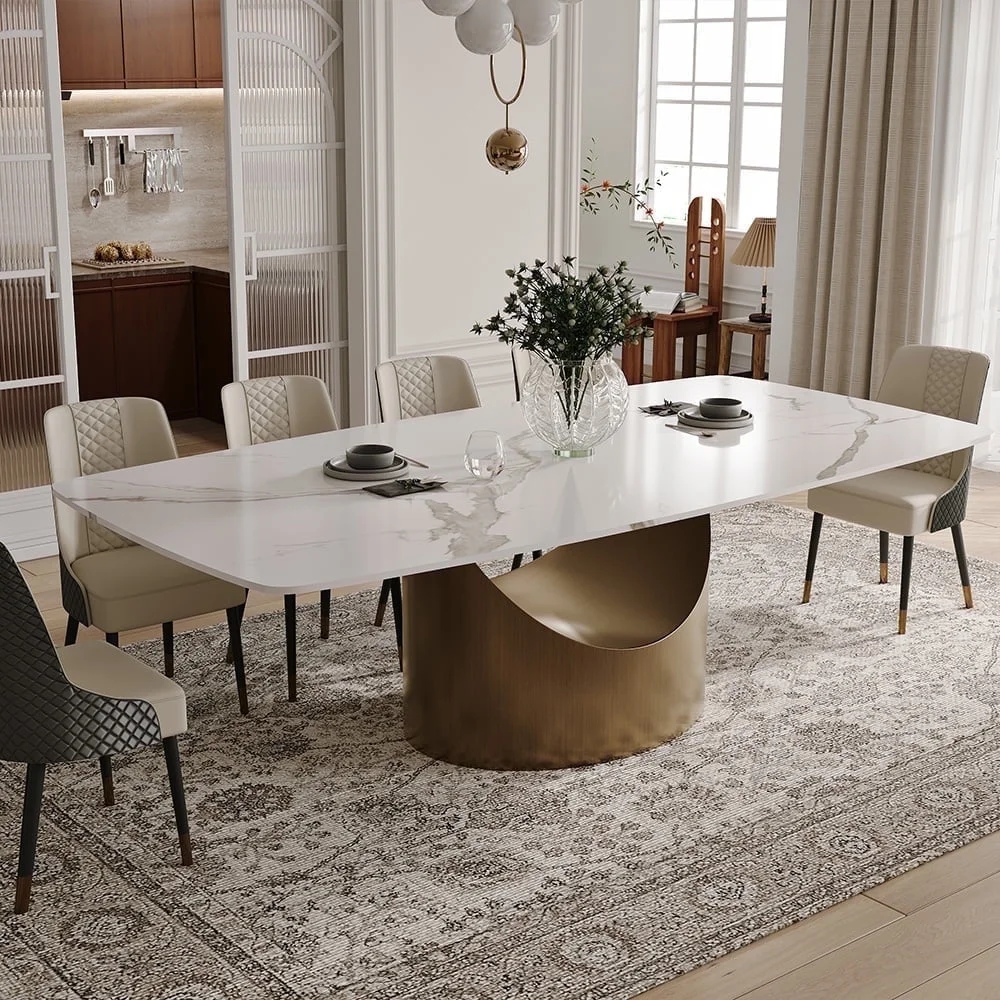Lanmeng Island Luxury Rectangular Dining Table - Rectangle Stone