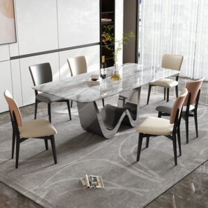 Lanmeng Island Luxury Rectangular Dining Table - Rectangle Stone