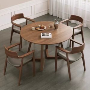 Lanmeng Island Solid Wood Round Dining and Leisure Negotiation Table