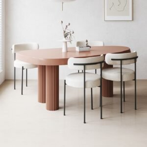 Lanmeng Island Oval Sintered Stone Dining Table - solid wood