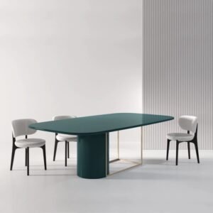 Lanmeng Island Oval Luxury Italian Design Dining Room Wood Table Home Furniture Set 6 to 8 Seater Chairs
