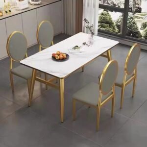 Lanmeng Island Modern Rectangle Style Simple Dining Table and Chair Set Easy Assembly Home Furniture Practical and Sty