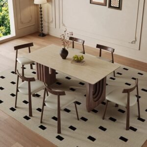 Lanmeng Island Dining Room Furniture Simple Rectangular Home 6 8 Seater Dining Table White Sintered Stone Table With B