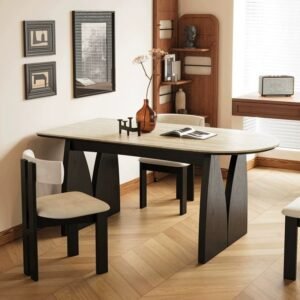 Lanmeng Island Oval 6-Seater Sintered Stone Dining Table and Chair Set