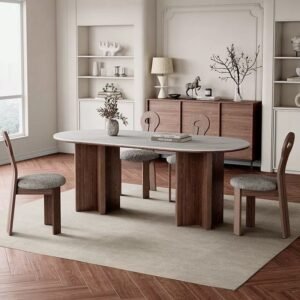 Lanmeng Island French Retro Round Sintered Stone Dining Table
