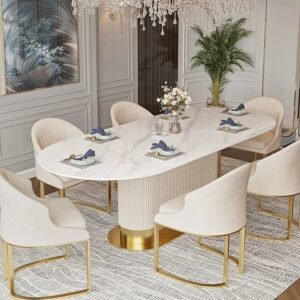 Lanmeng Island Oval Sintered Stone Dining Table - Oval Stone