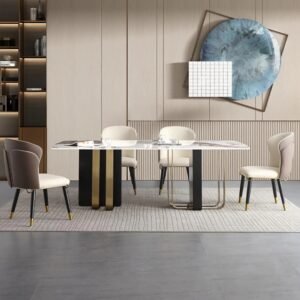 Lanmeng Island Luxury Italian Rectangle Dining Table for Hotels and Restaurants