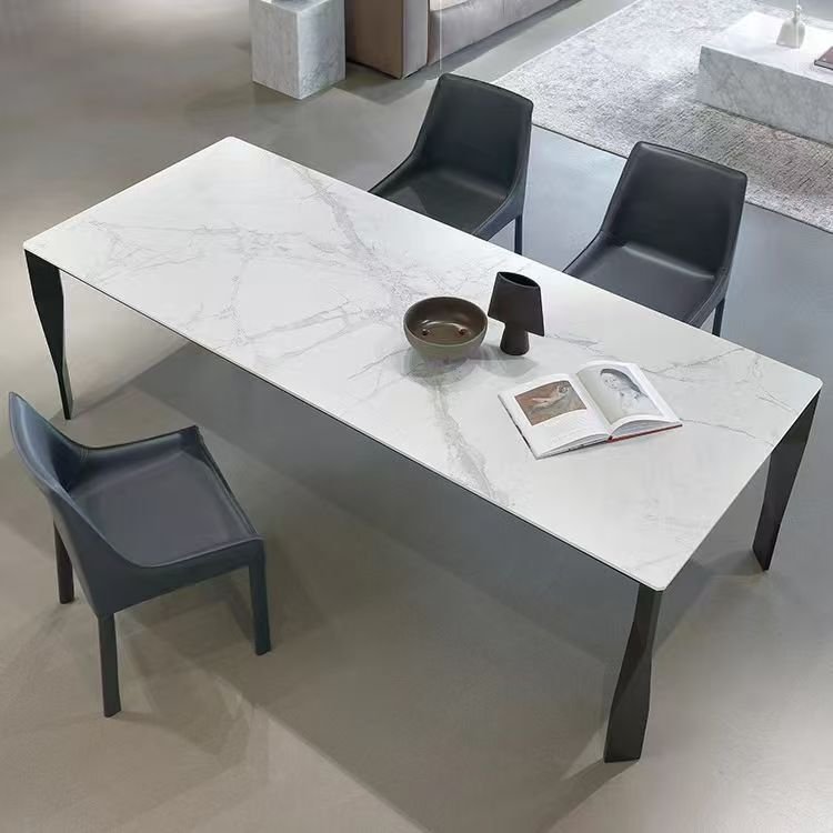 Industrial White Rectangular Sintered Stone Table