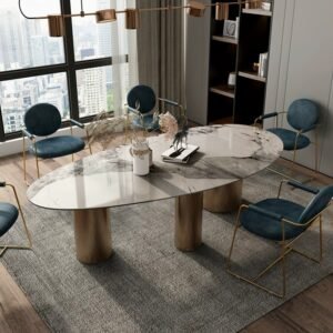 Lanmeng Island Oval Sintered Stone Dining Table