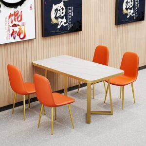 Lanmeng Island Restaurant Home Reception Golden Table Combination Household Coffee Restaurant Milk Shop Rectangular Ta
