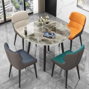 Lanmeng Island Restaurant Dining Table and Chair Set - Rounded Wooden