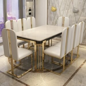 Lanmeng Island Luxury Rectangular Dining Table - Rectangular Sintered Stone