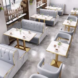 Lanmeng Island Fast Food Dining Table and Chair Set - Marble