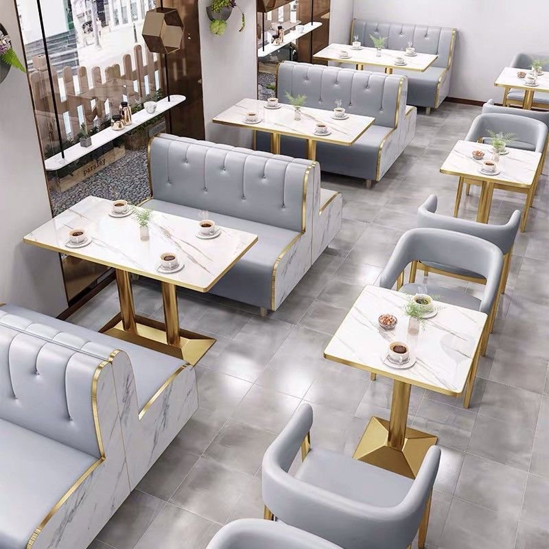 Lanmeng Island Fast Food Dining Table and Chair Set - Marble