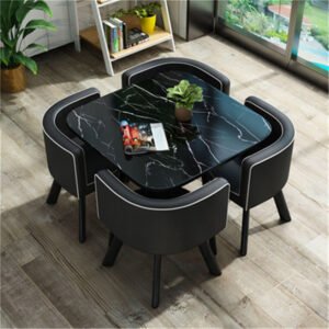 Lanmeng Island Restaurant Dining Table and Chair Set - Square Metal
