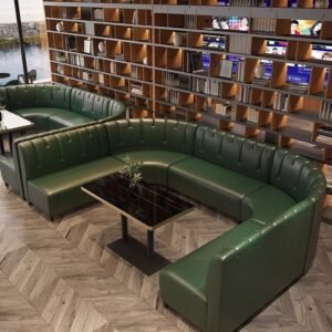 Lanmeng Island Commercial Bar Table and Chair Dining Set - Leather