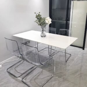 Lanmeng Island Modern Minimalist Kitchen Acrylic Dining Table Stone Small Apartment Dining Room Table Dining Table