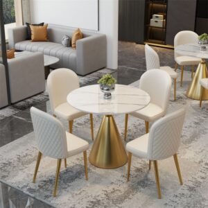 Lanmeng Island Modern Light Luxury Round Dining Table Leisure Reception Small Round Negotiation Tables for Hotel Apartments Home Furniture