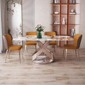 Lanmeng Island Hot Selling Quality Dining Table 6 8 Seater Metal Leg Dining Tables for Kitchen Living Room Home Furnit