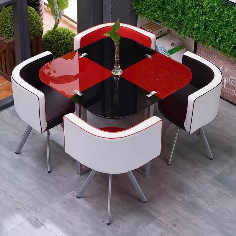 Modern Dining Table Sets 4 Chairs Chromed