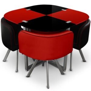 Lanmeng Island Wholesale Hot Sale Modern Stone Home Furniture 4 Seater Dining Round Dining Table Set with 4 Chairs for School & Hotel Use