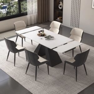 Lanmeng Island Extendable Sintered Stone Dining Table