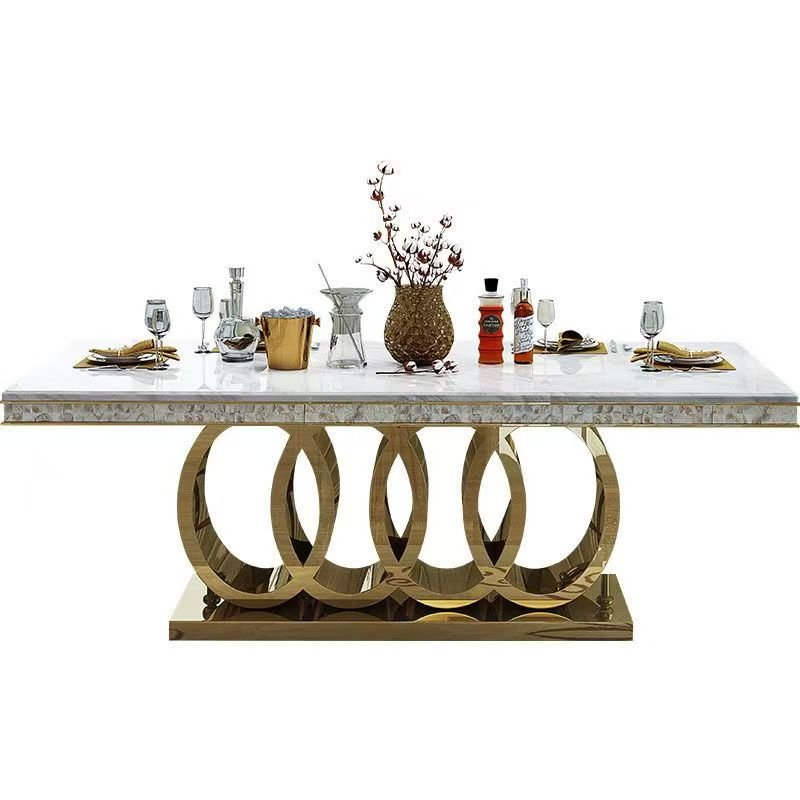 Modern Luxury Rectangular Marble Top Gold Stainless