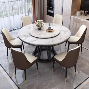 Lanmeng Island Round Sintered Stone Dining Table 1601612960412