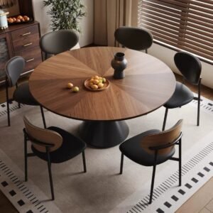 Lanmeng Island Modern Luxury Solid Wood Round Apartment Designer Round Dining Table 6 8 Seater for Apartment Use Home Furniture