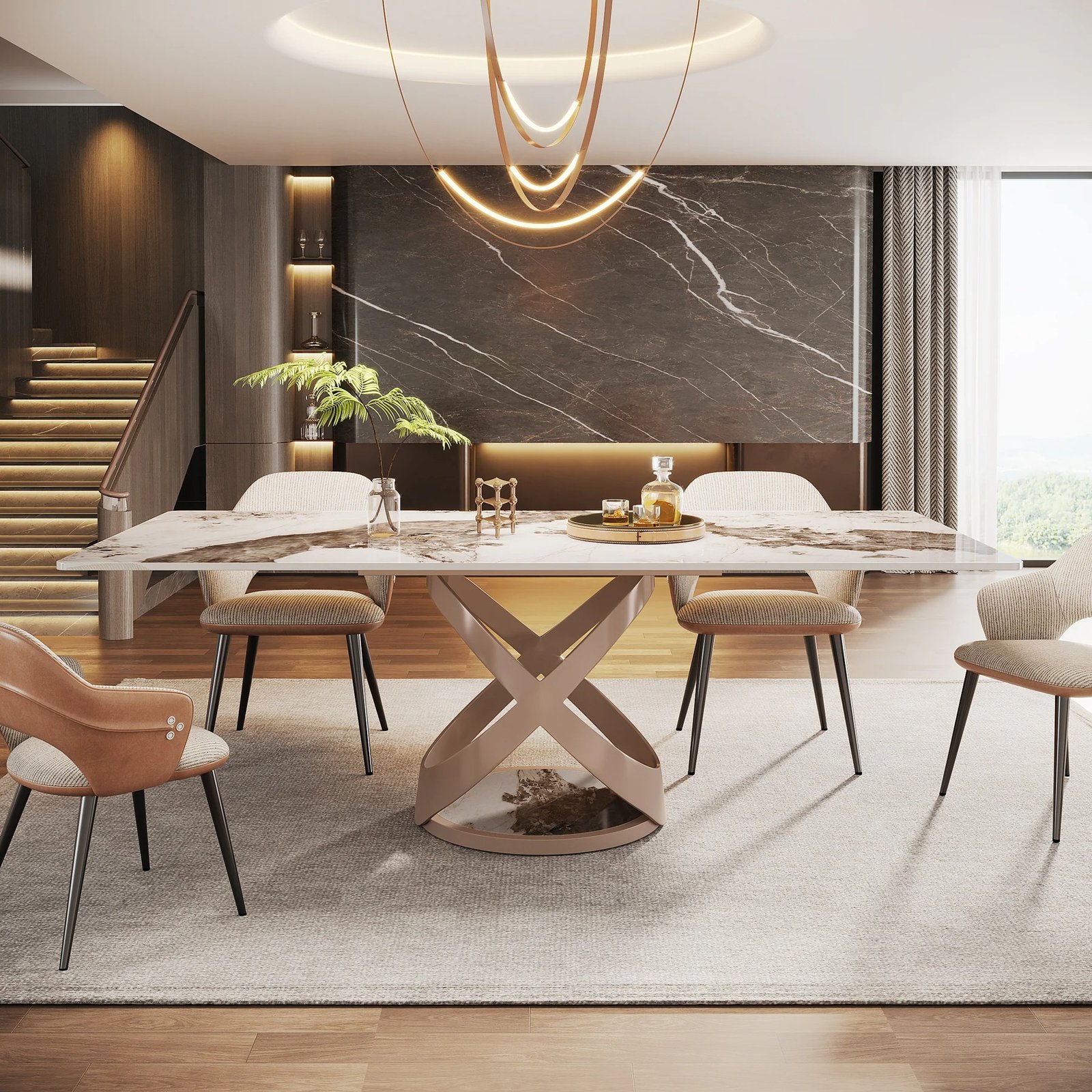 Contemporary Dining Table for 8 Bright Rectangular