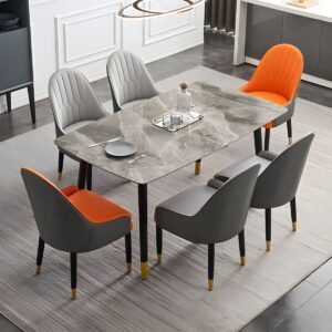 Lanmeng Island Simple Dining Room Furniture Sintered Stone Dining Table Rectangular Shape Table With 4 Legs Base for Home Kitchen Living Room