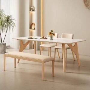 Lanmeng Island Simple Slate Dining Table Chairs Set Solid Wood Modern Household Furniture Dining Table Set for Kitchen Apartment