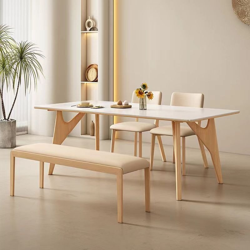 Lanmeng Island Simple Slate Dining Table Chairs Set Solid Wood Modern Household Furniture Dining Table Set for Kitchen Apartment