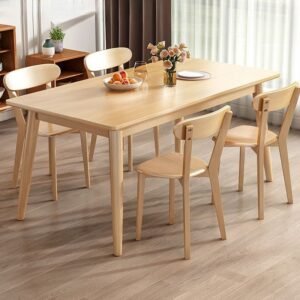 Lanmeng Island Modern Minimalist Rectangular Small Apartment Table Solid Wood Dining Table for Restaurant Furniture Catering Rental Housing