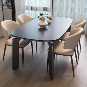 Lanmeng Island High Quality Black Sintered Stone Dining Table Modern Apartment Light Luxury Restaurant Dining Table Set Home Use