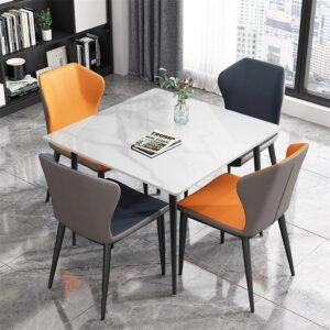 Lanmeng Island Modern Stone Dining Furniture Kitchen Dining Table Square Dining Table Set for 4 Dining Room Table for