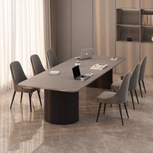 Lanmeng Island French Cream Minimalist Dining Room Furniture Solid Wood Simple Oval Dining Table With Leisure Dining Chairs
