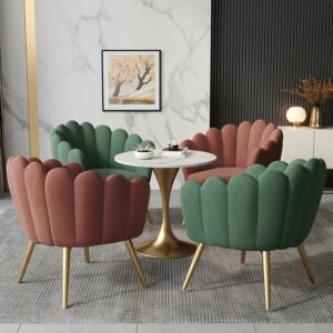 Lanmeng Island Modern Luxury Compact Round Restaurant Hotel Mall & School Reception Table with Four Fabric Chairs Eco-Friendly Dining Set OEM