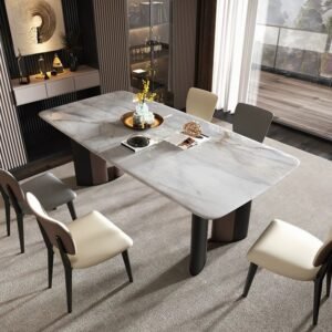 Lanmeng Island Modern Luxury Dining Table With Chair Set Dining Table Set 6 8 Seat for for Kitchen & Dining Rooms
