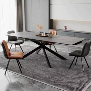 Lanmeng Island Italian Modern Folding Extendable Furniture Dining Table Sets Minimalist Multi-Purpose Sintered Stone Expandable Dining Table