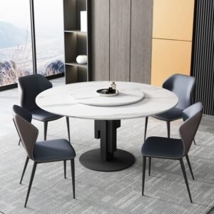 Lanmeng Island Modern Simple Rotating Dining Table Household Sintered Stone Round Dining Table Set for Dining Room