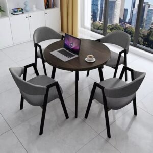 Lanmeng Island Restaurant Dining Table and Chair Set - Round Marble