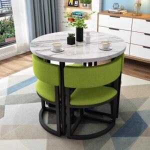 Lanmeng Island Best-selling Modern Compact Durable Eco-friendly Restaurant Table Chair Set (1 Table 4 Chairs) for Restaurants Balcony Tea Shops