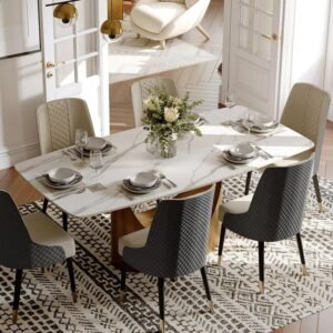 Lanmeng Island Modern Contemporary Luxury Dining Set Modern Rectangle Dining Table Set for 8 for Living Room