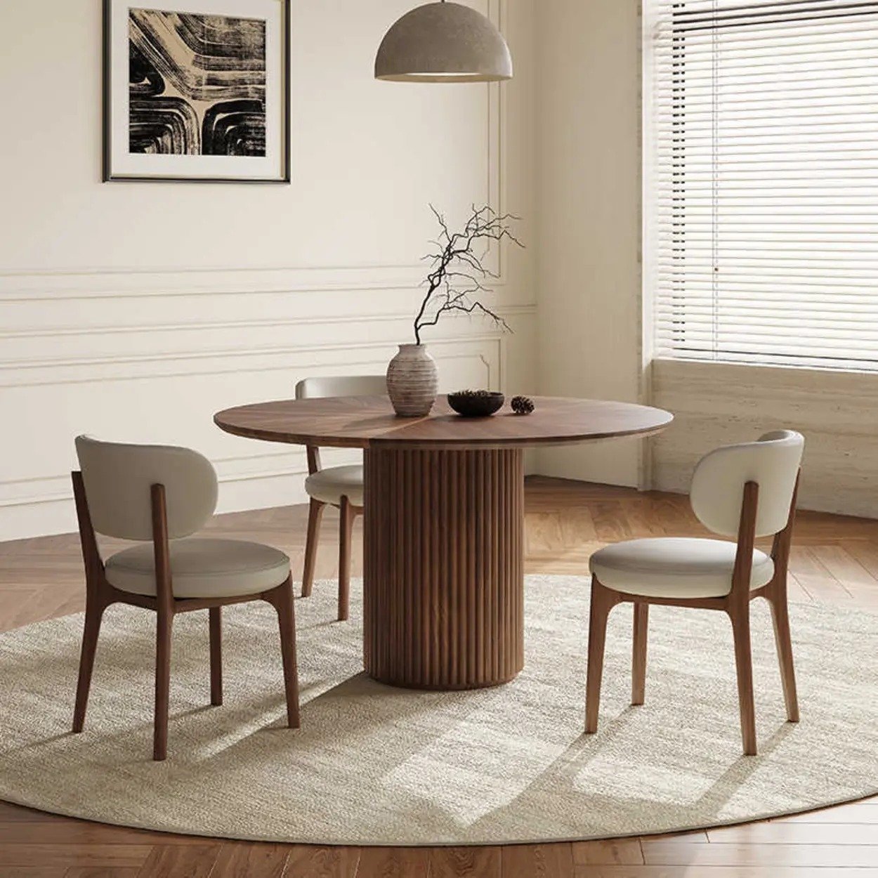 Lanmeng Island Modern Wood Table Sets 4 Seater Dining Room Furniture Modern Wood Dining Tables With Chairs for Home