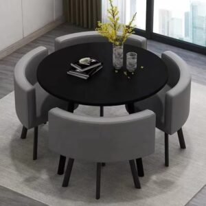 Lanmeng Island Factory Direct Price 1 Table 4 Chiars Modern Customizable 4-Seater Restaurant Dining Table Set Durable Commercial Manufacturer