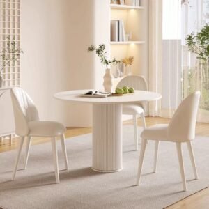 Lanmeng Island White Oval Dining Table for 4-6 Modern Kitchen Table With Powerful Ripple Support Legs for Dining Room Kitchen Home Office